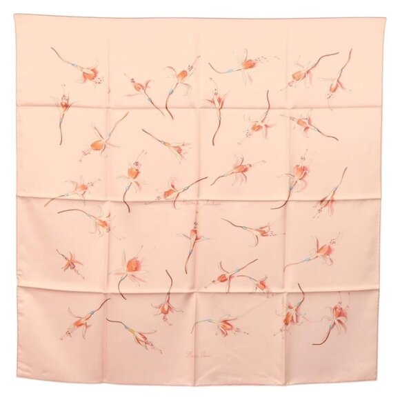 HERMES Carre 90 Scarf ""Fleurs De Fuchsia"" Silk Pink Auth am8730 - Picture 6 of 16